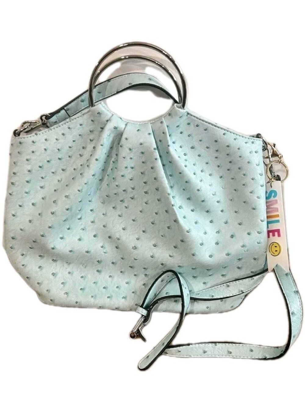 Simply Noelle Ostrich Print Light Blue Purse Internal And External Pockets New
